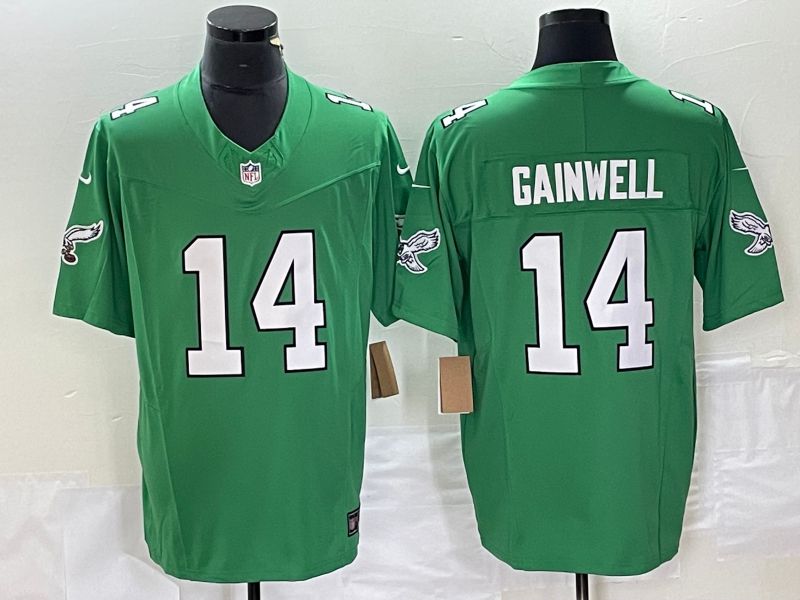 Men Philadelphia Eagles 14 Gainwell Green 2023 Nike Vapor Limited NFL Jersey style 1